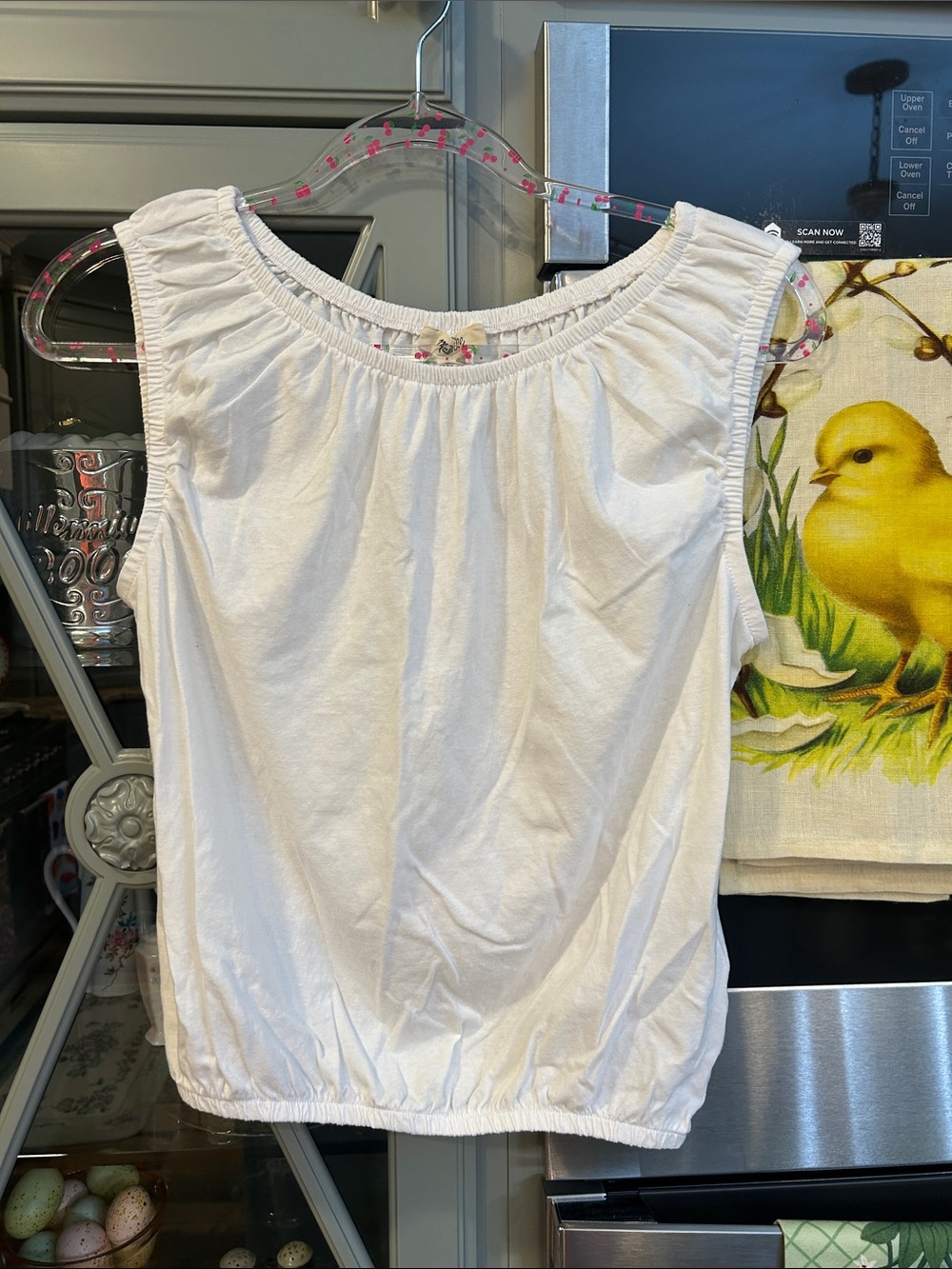 Madewell White Sleeveless Cotton Elastic-Hem Tank NWT XXS